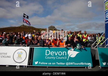 Sidmouth to Haytor, Devon, UK. 20th September 2013. Fans on Haytor. Friday 20 September 2013 Tour of Britain Stage 6 Sidmouth to Haytor Dartmoor Devon UK Credit:  Anthony Collins/Alamy Live News Stock Photo