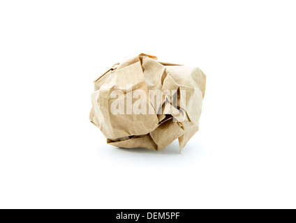 ball of crumpled paper isolated on white background Stock Photo