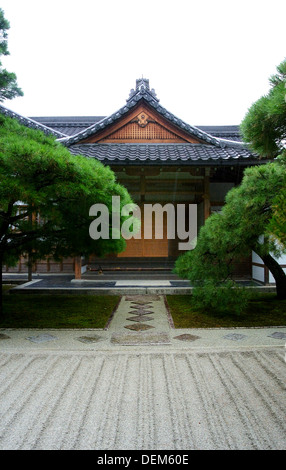 Ginkakuji Temple behind a Zen garden Stock Photo