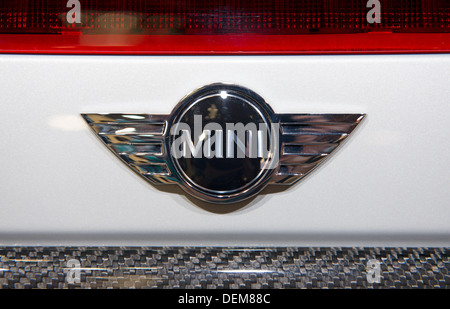 FRANKFURT - SEPT 16: Mini Cooper Emblem on a Mini at the 65th IAA (Internationale Automobil Ausstellung) Stock Photo