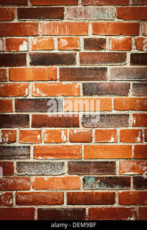 Red and brown brick background of grungy wall Stock Photo