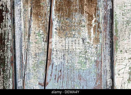 Background of old aged wood boards with peeling paint Stock Photo