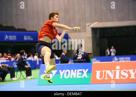 Tokyp. Japan. 20th September 2013. Kenichi Tago (JPN), SEPTEMBER 20, 2013 - Badminton : Yonex Open Japan 2013 Men's Singles at Tokyo Metropolitan Gymnasium, Tokyo, Japan. Credit:  YUTAKA/AFLO SPORT/Alamy Live News Stock Photo