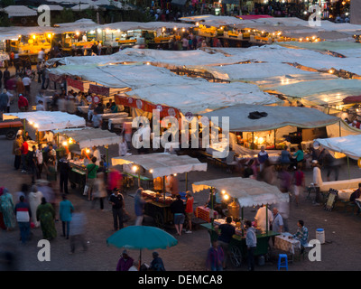 Food courts at Djemma el Fna square, Marrakech, Morocco Stock Photo