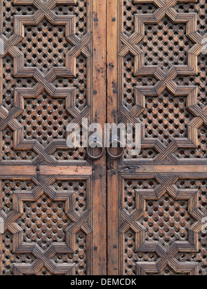old wooden brown front door Stock Photo - Alamy