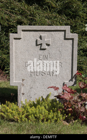 Unusually shaped German headstone in the St. Symphorien Military Cemetery, Mons, Hainaut, Belgium. (SEE NOTES) Stock Photo