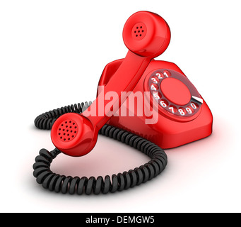 Retro rotary phone isolated on white background. 3D illustration Stock ...
