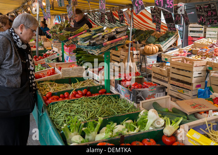 Produce on sale, La Bastille Thursday market, Paris, France Stock Photo