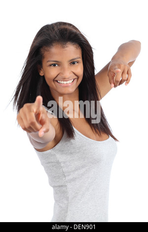 Beautiful happy african american teenager girl isolated on a white background Stock Photo