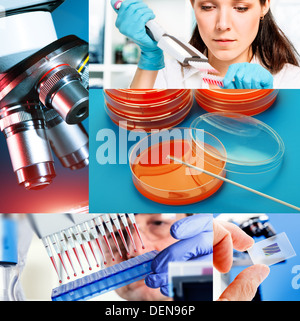 Collage of collection of medical and chemical research Stock Photo