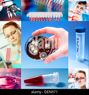 Scientific background collage. Medical research. Stock Photo