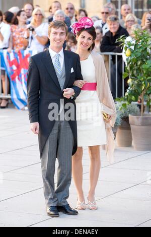 Saint Maximin la Sainte Baume, France. 21st Sep, 2013. Archduke Christoph and Archduchess Adelaide of Austria  arrive for the religious wedding of Prince Felix of Luxembourg and Claire Lademacher in the Saint Mary Magdalene Basilica in Saint Maximin la Sainte Baume in France, 21 September 2013. Photo: Patrick van Katwijk / NETHERLANDS OUT Credit:  dpa picture alliance/Alamy Live News Stock Photo