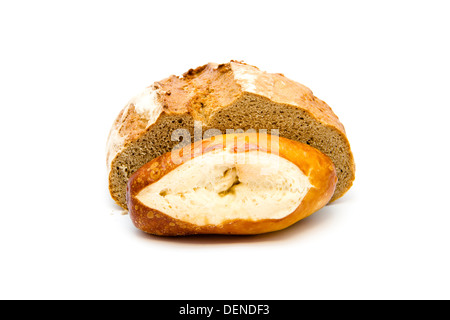 Fresh Brown Baked Bread with Lye Bread Roll Stock Photo