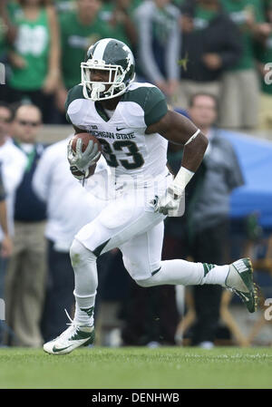 Michigan State running back Jeremy Langford runs the 40-yard dash at ...