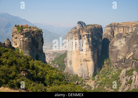 Natural environment of the Holy Trinity monastery in Meteora, Greece. Stock Photo