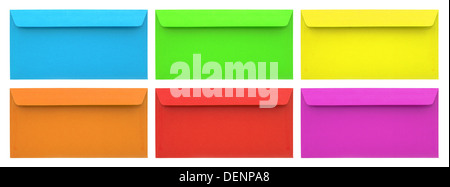 Set of multicolored envelopes isolated on white background Stock Photo