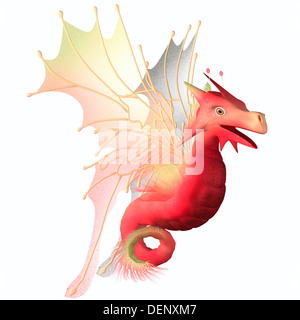 A creature of myth and fantasy the dragon is a friendly animal with horns and wings. Stock Photo