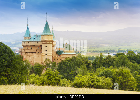 Towers of beautiful Bojnice castle in Slovakia Stock Photo