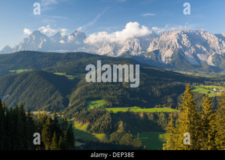 View from mountain to the valley near the Schladming city in Austria Stock Photo