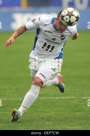 Czech soccer league, 9th round: Banik Ostrava vs Slovan Liberec on September 22, 2013 in Ostrava, Czech Republic. Antonin Fantis of Ostrava. (CTK Photo/Jaroslav Ozana) Stock Photo