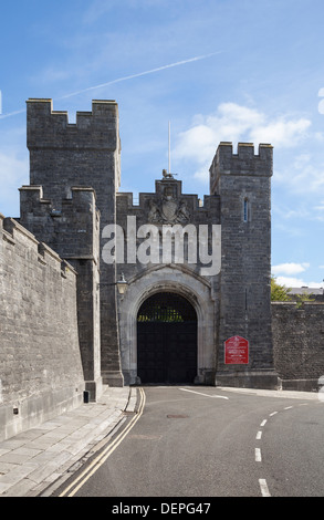 The street entrance to Arundel Castle in West Sussex, England Stock Photo