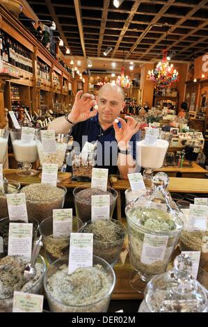 Ciro Forte showing salt pearls from Assal lake standing behind