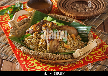 Nasi briyani ayam. Chicken biryani Malaysian style. Malaysia Food Stock Photo