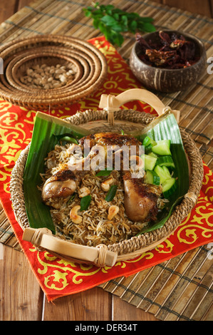 Nasi briyani ayam. Chicken biryani Malaysian style. Malaysia Food Stock Photo