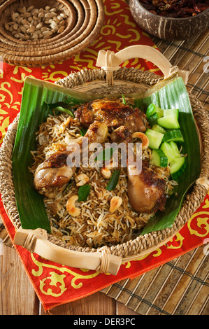 Nasi briyani ayam. Chicken biryani Malaysian style. Malaysia Food Stock Photo