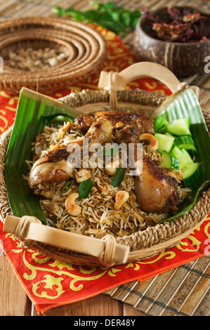 Nasi briyani ayam. Chicken biryani Malaysian style. Malaysia Food Stock Photo