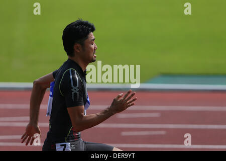 Saitama, Japan. 22nd Sep, 2013. Shingo Suetsugu, SEPTEMBER 22, 2013 - Athletics : The 61st All Japan Industrial Athletics Championship Men's 100m at Kumagaya Sports Culture Park Athletics Stadium, Saitama, Japan. Credit:  YUTAKA/AFLO SPORT/Alamy Live News Stock Photo