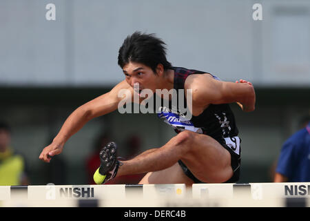 Saitama, Japan. 22nd Sep, 2013. Masayuki Iida, SEPTEMBER 22, 2013 - Athletics : The 61st All Japan Industrial Athletics Championship Men's 110mH at Kumagaya Sports Culture Park Athletics Stadium, Saitama, Japan. Credit:  YUTAKA/AFLO SPORT/Alamy Live News Stock Photo