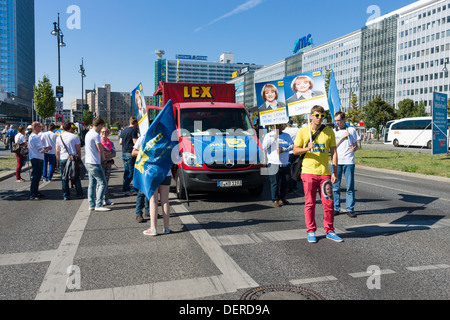 Under the motto 'Freedom not Fear' several thousand people demonstrated for the protection of civil rights on the Internet Stock Photo