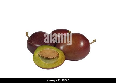 appetizing plums on white background Stock Photo