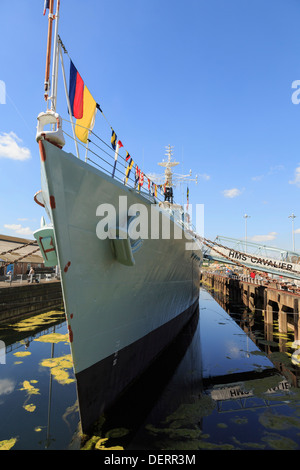 HMS Cavalier Royal Navy C-class destroyer warship at maritime heritage museum in Historic Dockyard at Chatham Kent England UK Stock Photo