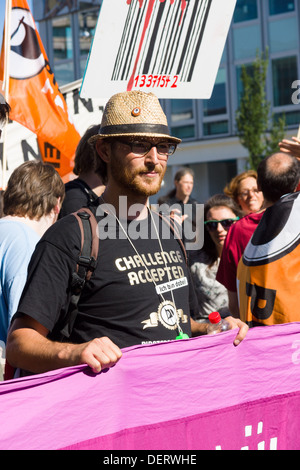 Under the motto 'Freedom not Fear' several thousand people demonstrated for the protection of civil rights on the Internet Stock Photo