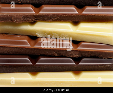 Chocolate - dark, milk and white Stock Photo