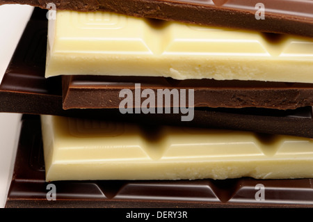 Chocolate - dark, milk and white Stock Photo