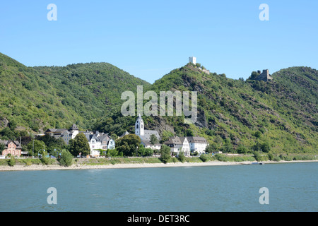 The two castles Sterrenberg and Liebenstein in Kamp-Bornhofen, Germany Stock Photo