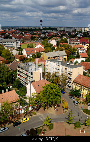 View from top of water tower on St Stephan square Szeged Hungary Csongrad region Stock Photo