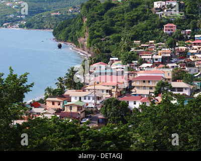 The coastal village of St. Joseph on the west coast of Commonwealth of Dominica, Caribbean, West Indies. Stock Photo