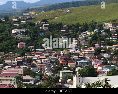 The coastal village of St. Joseph on the west coast of the Commonwealth of Dominica, Caribbean, West Indies. Stock Photo