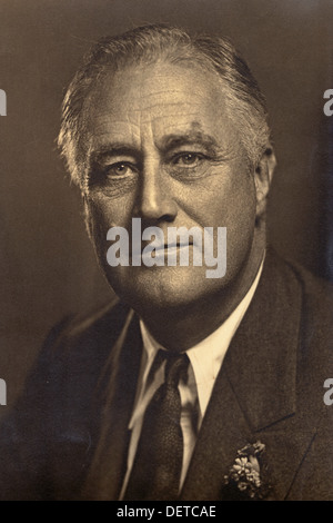 vintage official wwII era portrait of president franklin d. roosevelt in sepia tone Stock Photo