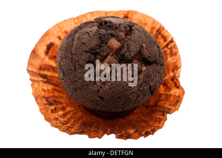 Double choc chocolate bun muffin in its wrapper Stock Photo