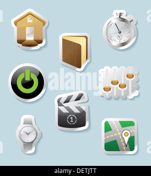 Sticker button set. Icons for signs and interface Stock Photo - Alamy