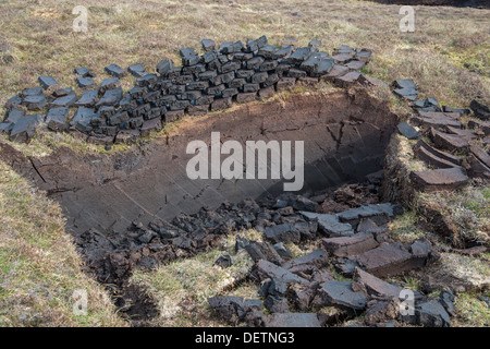 Freshly Dug Peat, Shetland, Scotland Stock Photo