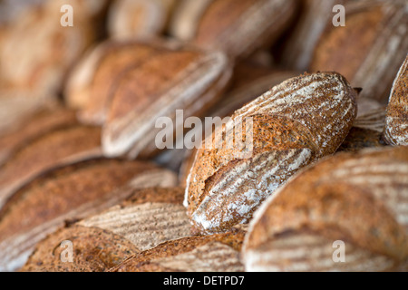 Selection of fresh bread from an artisan bakery UK Stock Photo