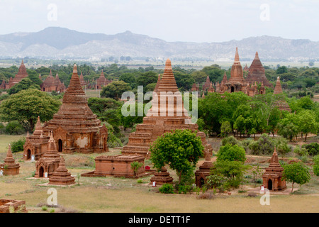 A view of Temples in the central plain of Bagan. Stock Photo