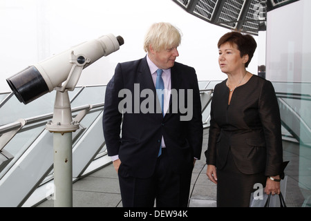 London Mayor Boris Johnson (L) and Warsaw Mayor Hanna Gronkiewicz-Waltz on 24  September 2013  in London Britain. Stock Photo