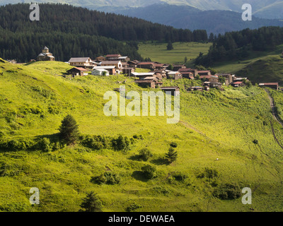 Shenako village on the southern slope of the Greater Caucasus, Tusheti region, Georgia. Stock Photo